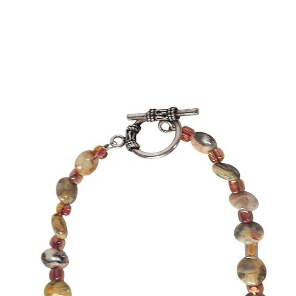 Vintage Multicolor Beads Stones Dragonfly Pendant Necklace - Picture 4 of 7